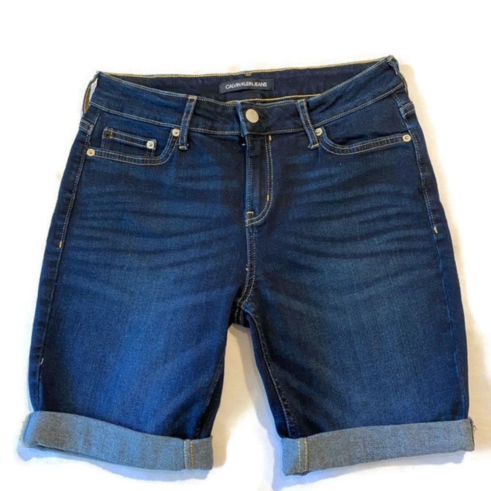 CALVIN KLEIN Stretch jean Denim Rolled Cuff Shorts